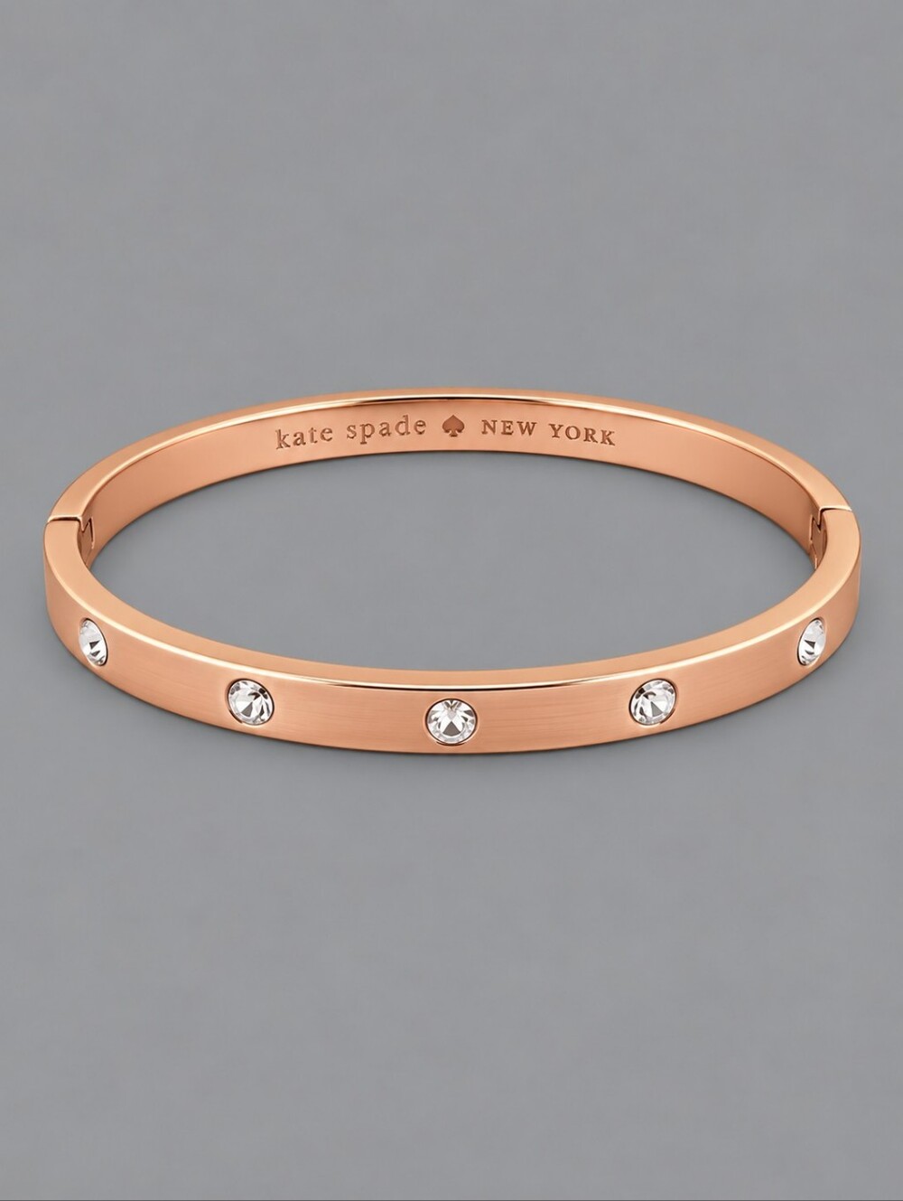 Kate SPADE Rose Goldtone Rhinestone Clamp Bangle Moto Bracelet - Picture 1 of 8